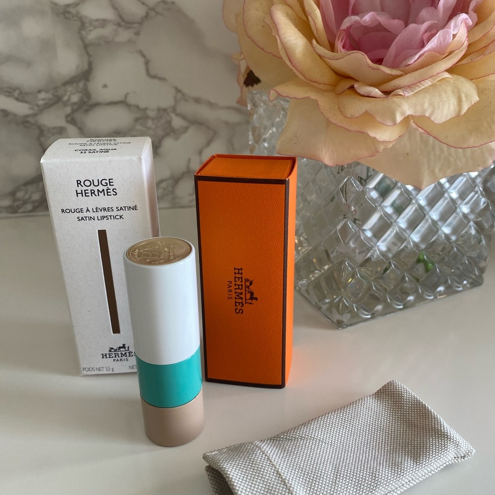BRAND NEW Hermes Satin Lipstick - Coral Aqua 52 Satine - Picture 6 of 7